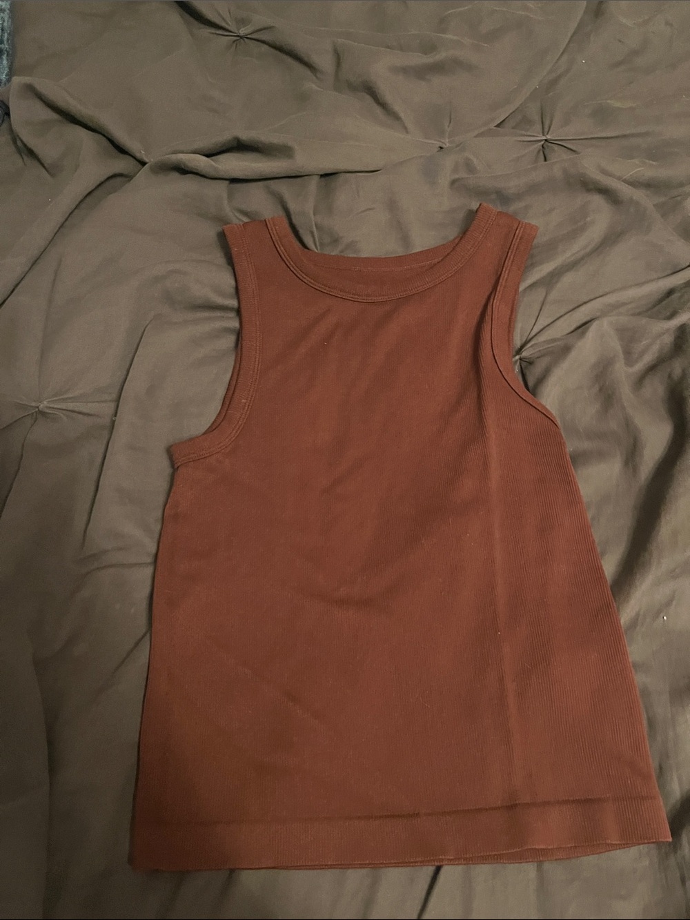 Sleeveless Ribbed Tank Top in Dark Brown